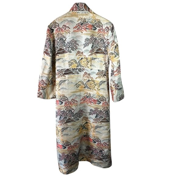 Vintage Japanese Silk Brocade Opera Coat Landscape Kimono Robe OS - Picture 4 of 10